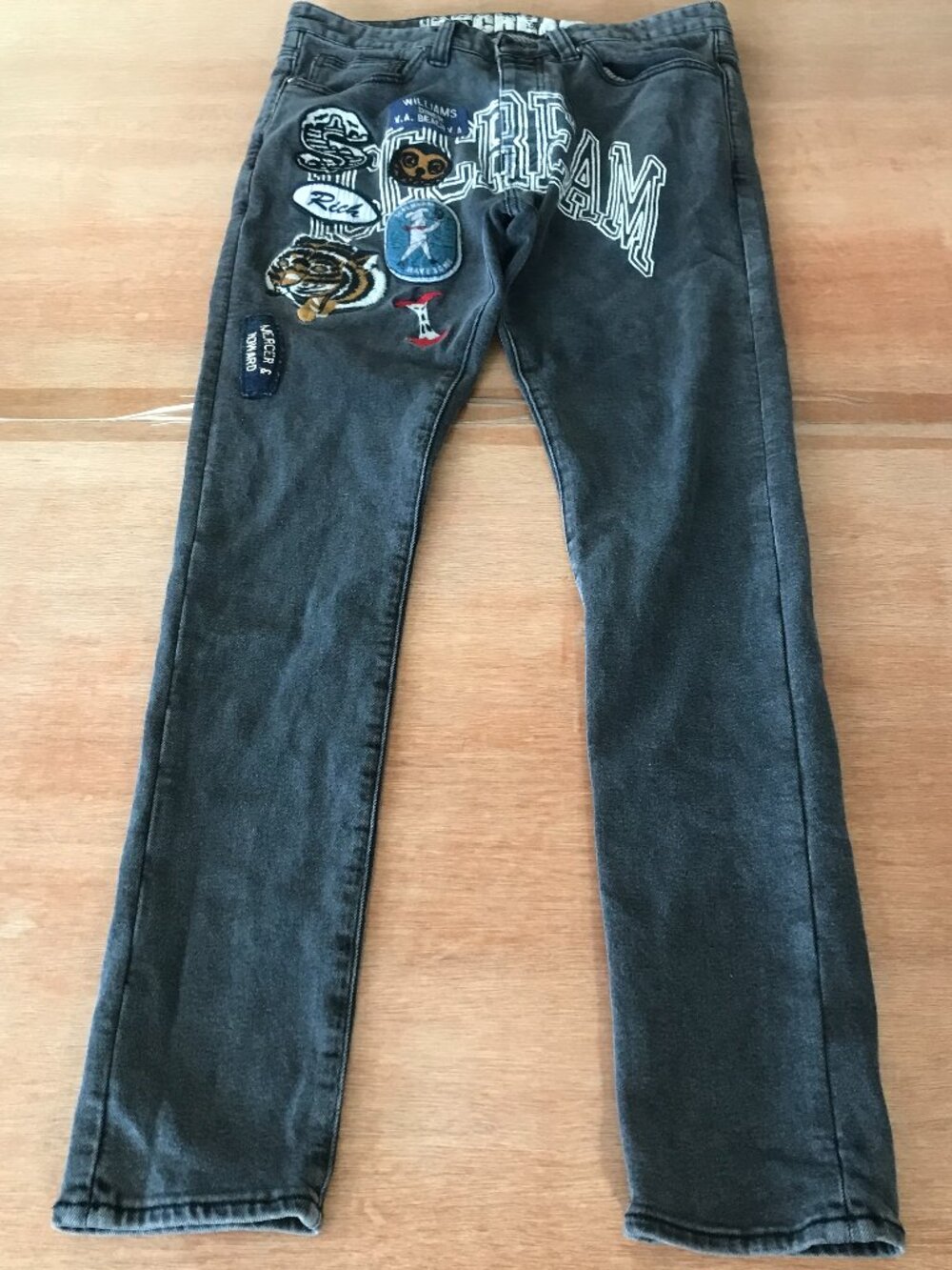 Billionaires Boy Club Ice Cream Stacks Straight Jeans Men 32x29 Black Patches